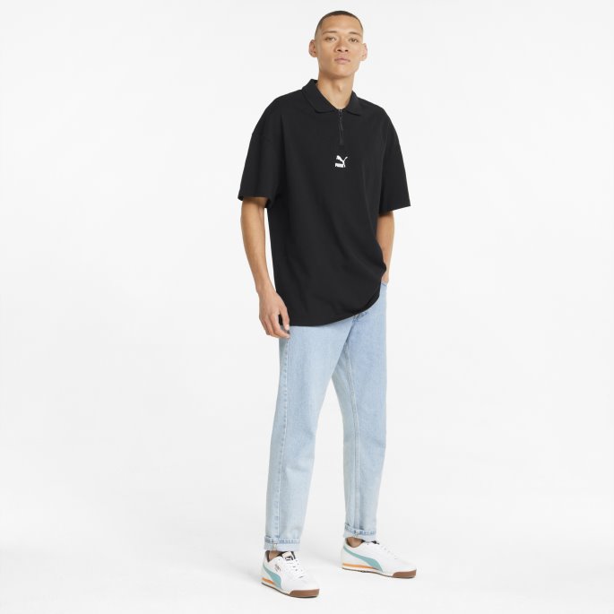 Svart Puma På Tilbud Classics Boxy Zip Herre Poloskjorte