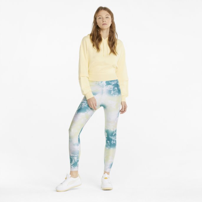 Porselen Krystall Galakse Trykt Høye Kvinners Leggings Puma På Salg