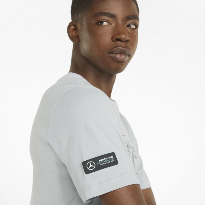 Mercedes Team Sølv Mercedes F1 Logo Herre T-skjorte Puma På Salg