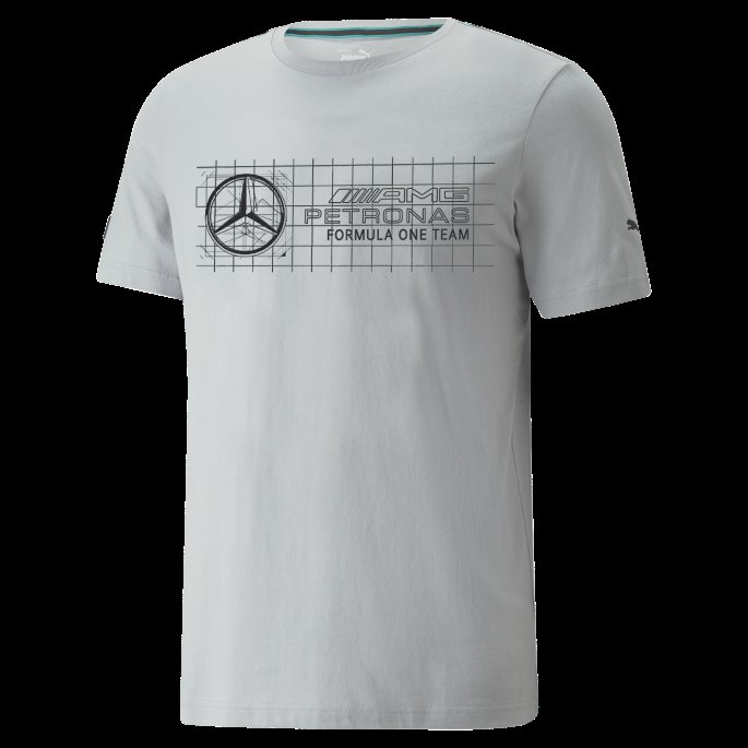 Mercedes Team Sølv Mercedes F1 Logo Herre T-skjorte Puma På Salg
