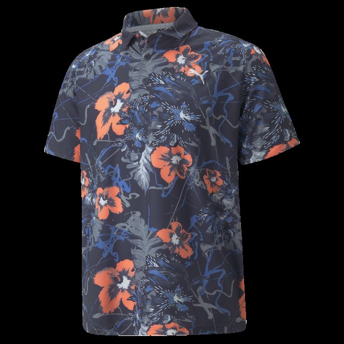 Puma På Tilbud Nassau Golf Poloskjorte For Menn Marine Blazer-hot Coral
