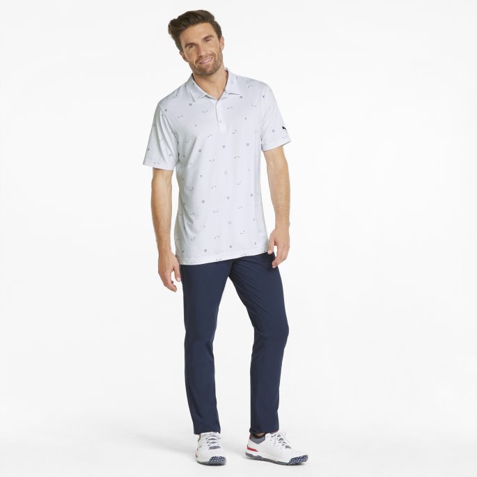 Lyse Hvit-marine Blazer Puma På Tilbud Skyspunnet H8 Golf Poloskjorte For Menn
