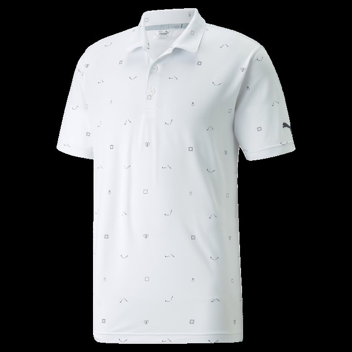 Puma På Tilbud Lys Hvit-marine Blazer Skyspunnet H8 Golfpoloskjorte For Menn