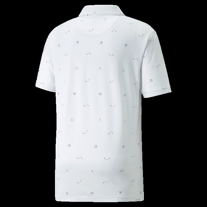 Puma På Tilbud Lys Hvit-marine Blazer Skyspunnet H8 Golfpoloskjorte For Menn
