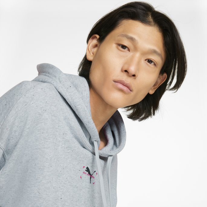 Puma På Tilbud Lys Grå Lyng Re:collection Grafisk Hettegenser