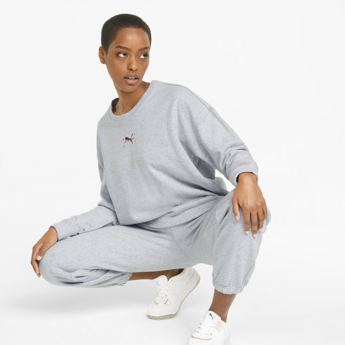 Re:collection Relaxed Crew Neck Damegenser Puma På Tilbud Lys Grå Lyng
