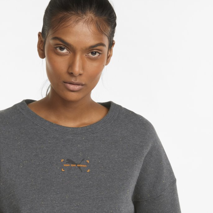 Mørkegrå Lyng Re:collection Avslappet Damegenser Med Rund Hals Puma På Tilbud