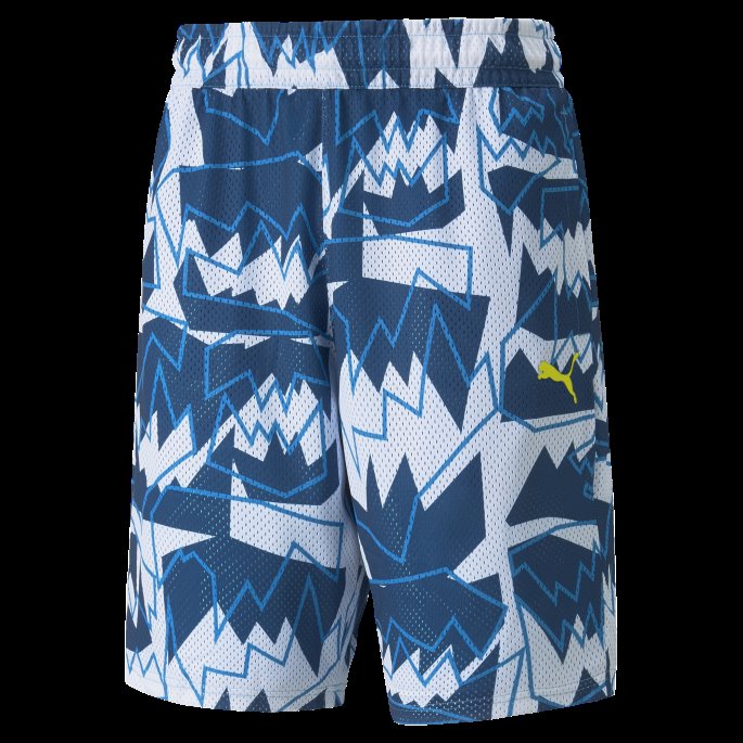 Seiling Blå Mesh Trykt Trening Menns Basketball Shorts Puma På Salg