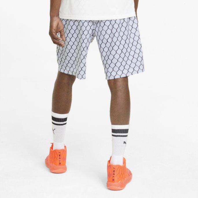 Mesh Trykt Trening Menns Basketball Shorts Puma På Salg Hvit