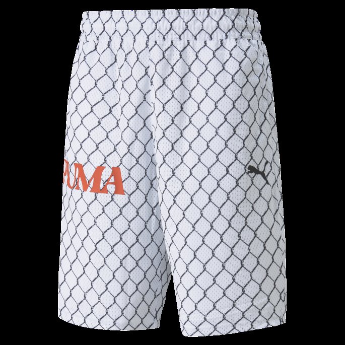 Mesh Trykt Trening Menns Basketball Shorts Puma På Salg Hvit