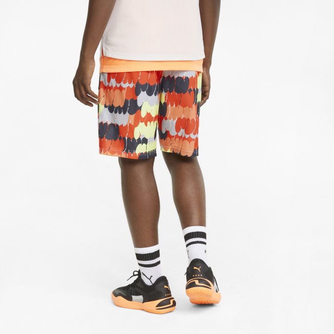 Puma På Salg Hvit-cherry Tomat Mesh Trykt Trening Menns Basketball Shorts
