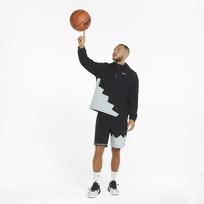Puma På Tilbud Black-harbor Mist Kort Hjørne Herre Basketball Vindjakke