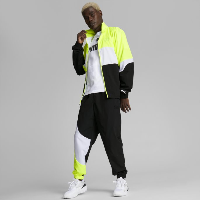 Lime Squeeze-black Clyde Basketballjakke For Menn Puma På Salg