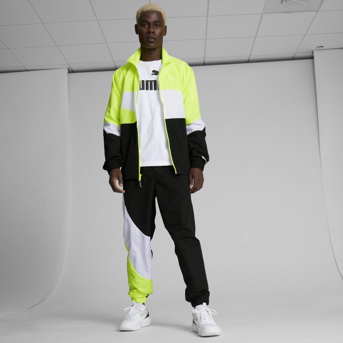 Puma På Tilbud Clyde Basketballbukser For Menn Svart-lime Squeeze
