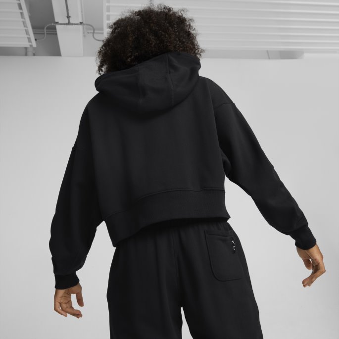 Svart Pivot Cropped Basketball Hettegenser For Kvinner Puma På Salg