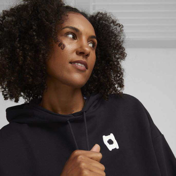 Svart Pivot Cropped Basketball Hettegenser For Kvinner Puma På Salg