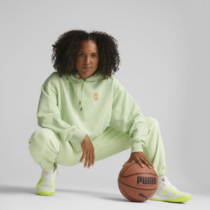 Pivot Cropped Basketball Hettegenser For Kvinner Puma På Tilbud Pistasj