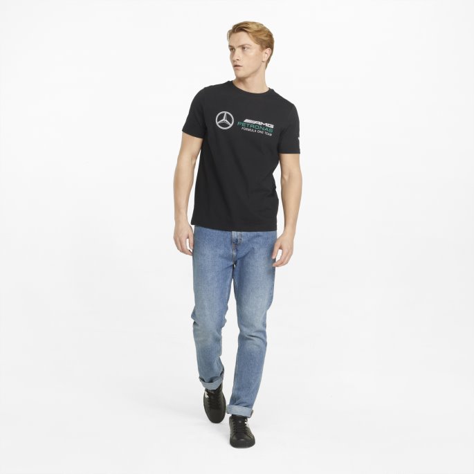 Mercedes F1 Ess Logo Herre T-skjorte Puma På Tilbud Svart