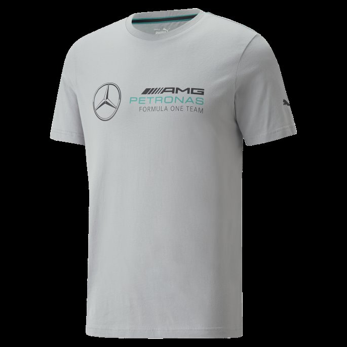 Mercedes F1 Ess Logo Herre T-skjorte Mercedes Team Sølv Puma På Salg