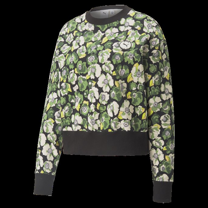 Puma På Tilbud X Liberty Trykt Damegenser Med Rund Hals Svart-blomst Aop