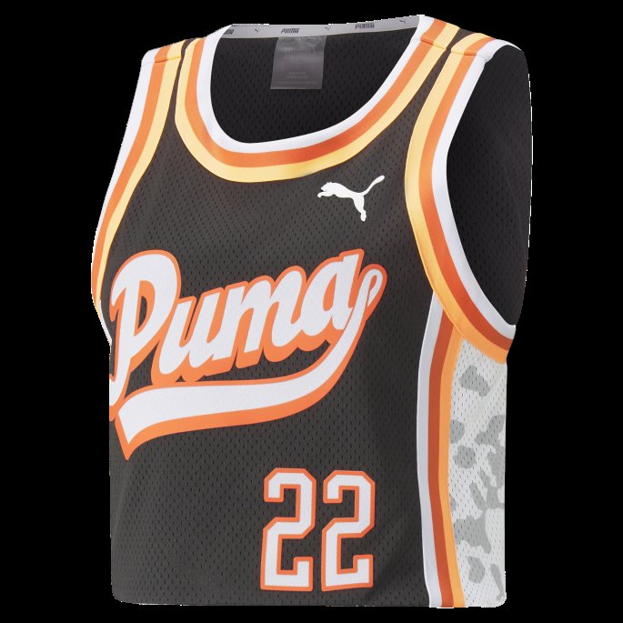 Puma På Tilbud Ballin' Printed Cropped Basketball Jersey For Kvinner Svart