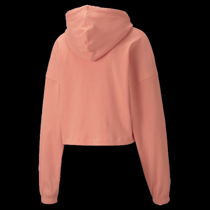 Puma På Tilbud Fersken Rosa Klassikere Ribbet Hettegenser For Kvinner