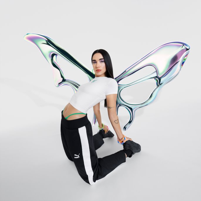 Puma På Tilbud X Dua Lipa Slim Dame T-skjorte Hvit