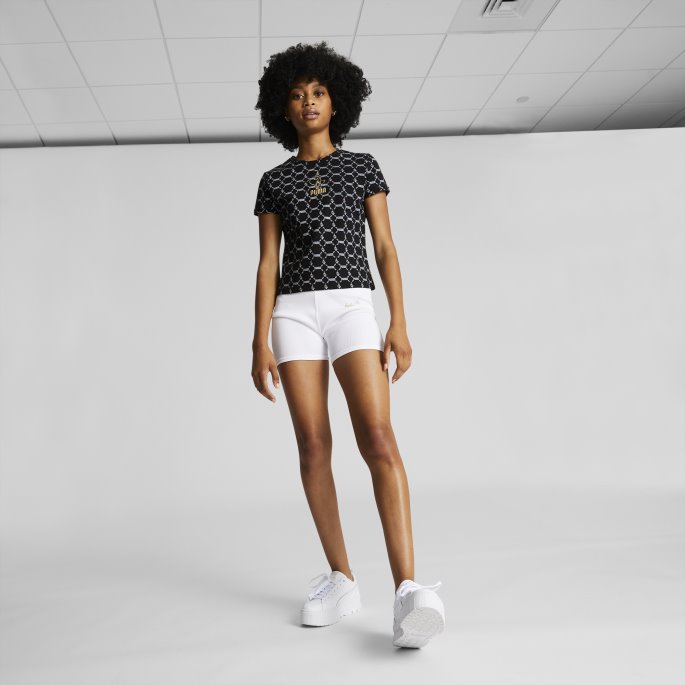 Puma På Tilbud X Baby Phat Heftig Montert Aop T-skjorte Bomull Svart-aop