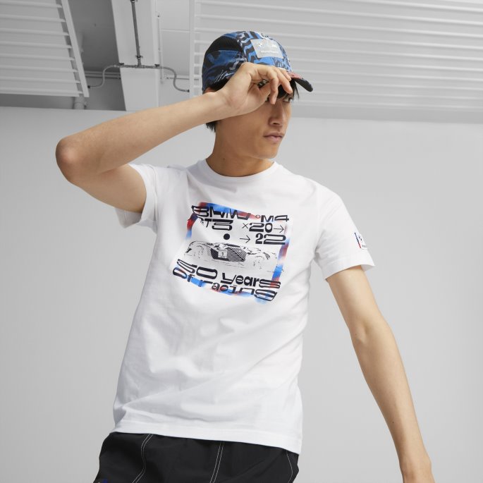 Puma På Tilbud Hvit Bmw M Motorsport Statement Bil Grafisk Herre T-skjorte