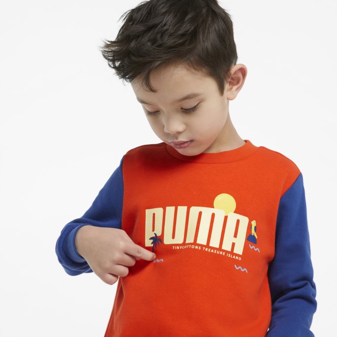 Cherry Tomat Puma På Tilbud X Liten Fargeblokkert Crew Barnegenser