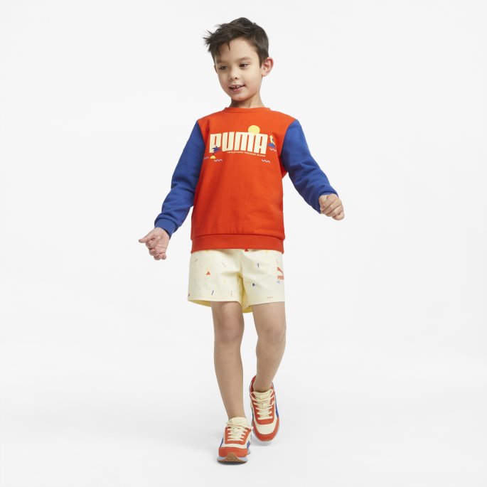Puma På Tilbud X Liten Fargeblokkert Crew Genser For Barn Cherry Tomat