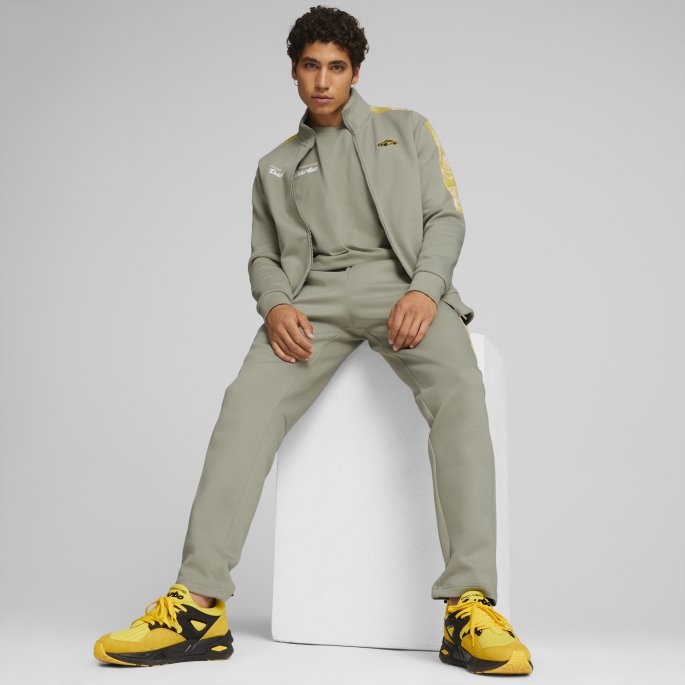 Porsche Legacy T7 Sweatjakke For Menn Pebble Grey Puma På Tilbud