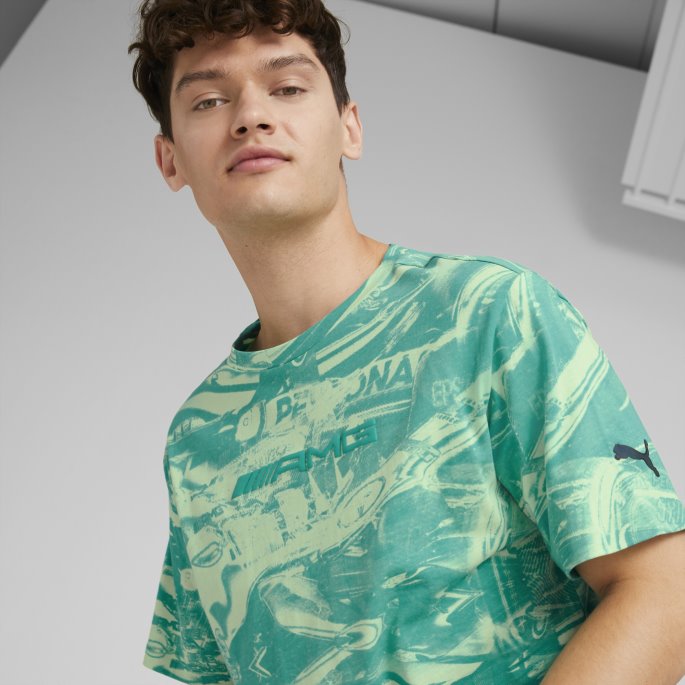 Puma På Tilbud Paradise Green Mercedes-amg Petronas Motorsport Formula One Statement Trykt Tee Herre