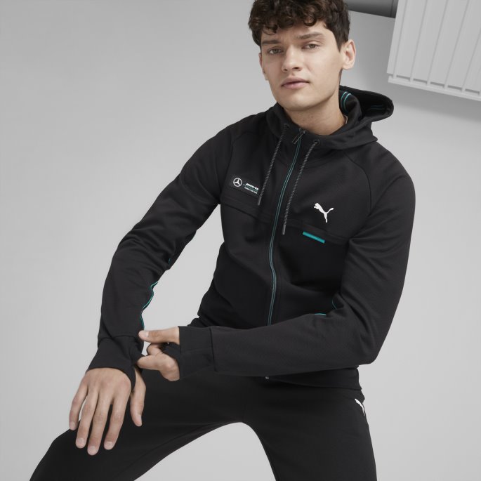 Svart Puma På Tilbud Mercedes-amg Petronas Motorsport Formula One Hettejakke Herre