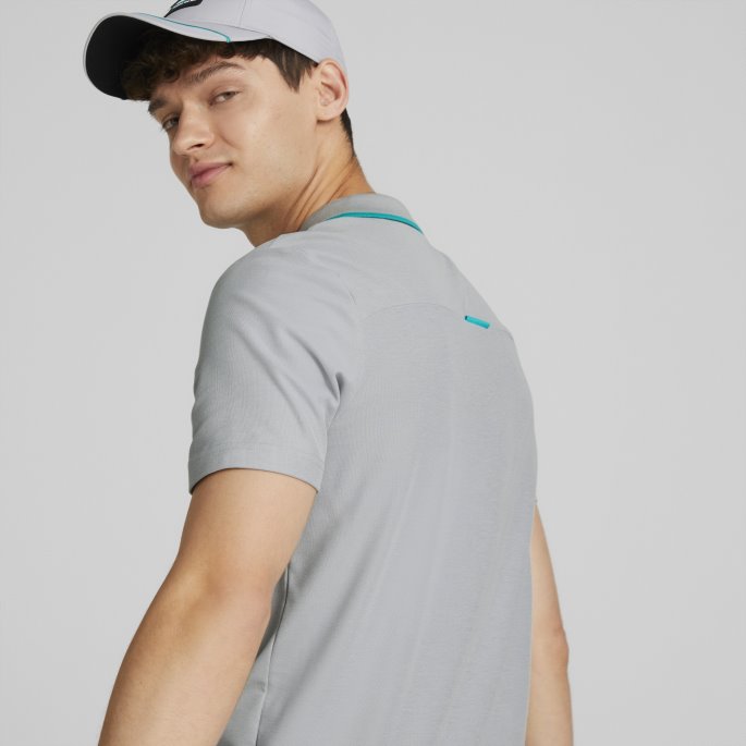 Mercedes-amg Petronas Motorsport Formula One Poloskjorte Herre Mercedes Team Sølv Puma På Salg
