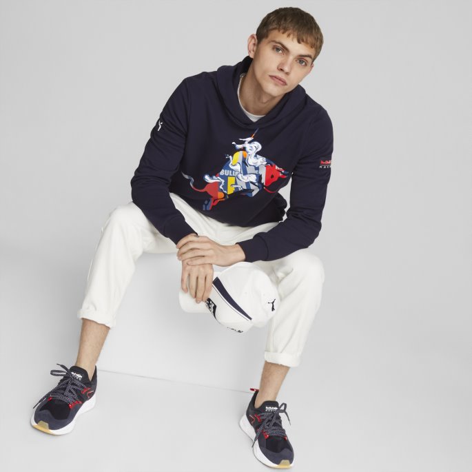Red Bull Racing Dynamisk Bull Logo Hettegenser Menn Puma På Salg Nattehimmel