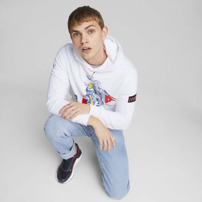 Hvit Red Bull Racing Dynamisk Bull Logo Hettegenser Menn Puma På Salg
