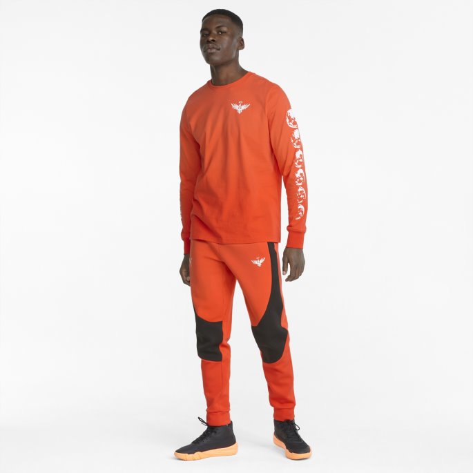 Rød Blast Ikke Herfra Langermet Herre Basketball T-skjorte Puma På Salg