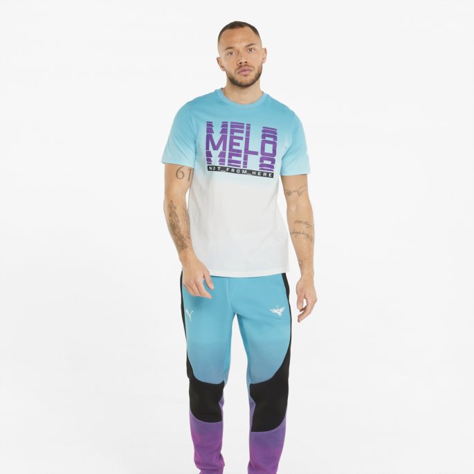Blå Atoll Puma På Salg Melo Fade Kortermet Basketball T-skjorte For Menn