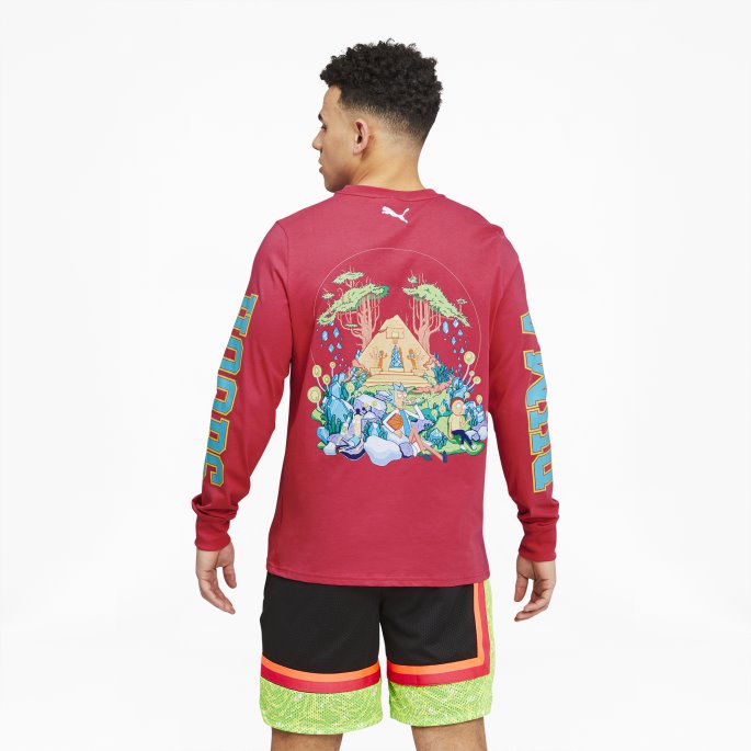 Puma På Tilbud X Rick And Morty Langermet Basketball T-skjorte For Menn Nrgy Rose