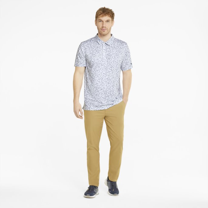 Lys Hvit-stille Nyanse Matt Fancy Planter Golf Poloskjorte Herre Puma På Tilbud