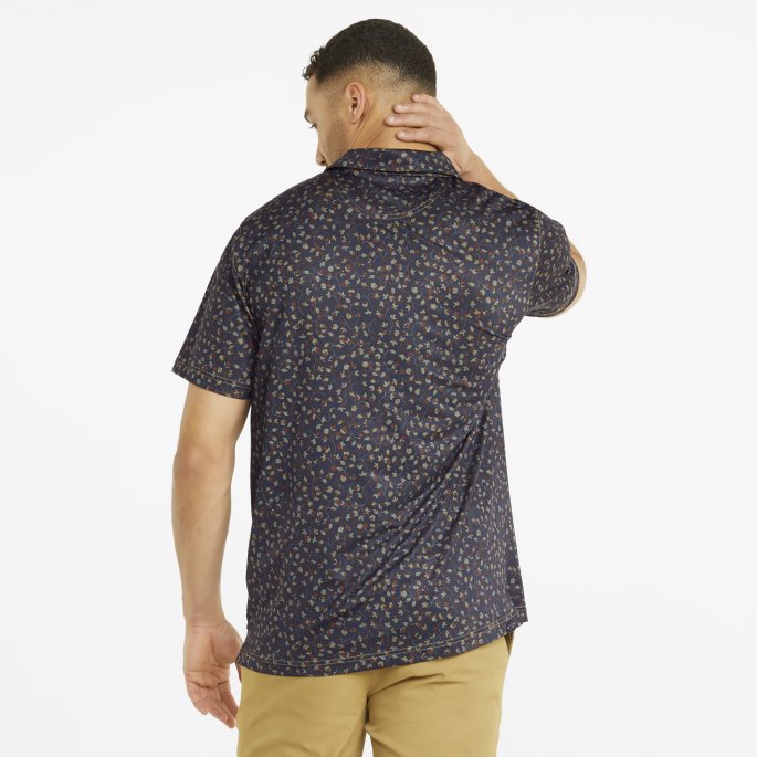 Mattr Fancy Plants Golf Poloskjorte Menn Marineblå Blazer-varm Kastanje Puma På Salg