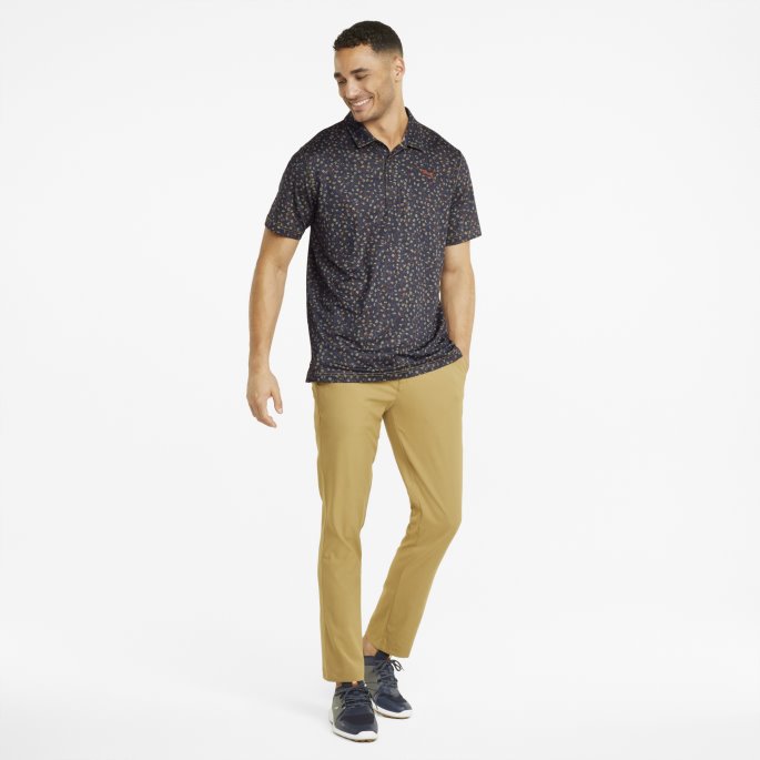 Mattr Fancy Plants Golf Poloskjorte Menn Marineblå Blazer-varm Kastanje Puma På Salg