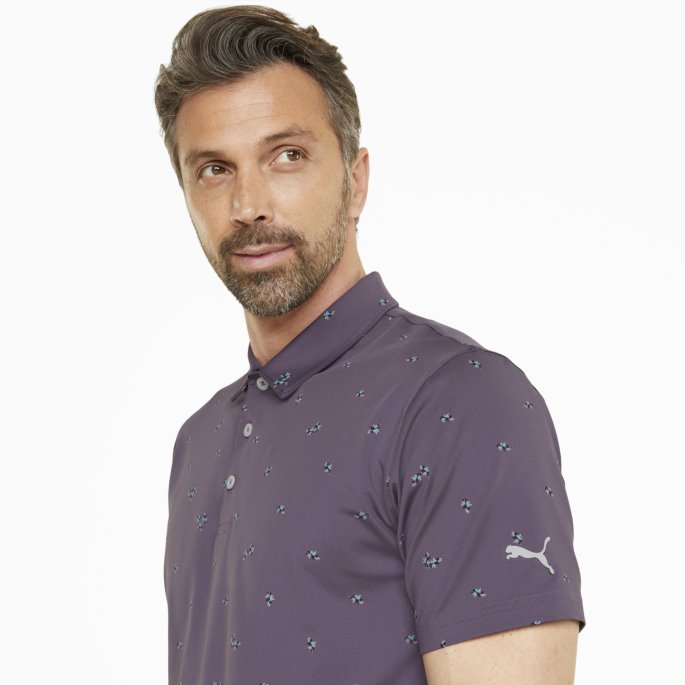 Mattr Bladverk Golf Poloskjorte Herre Lilla Kullstøvet Aqua Puma På Tilbud