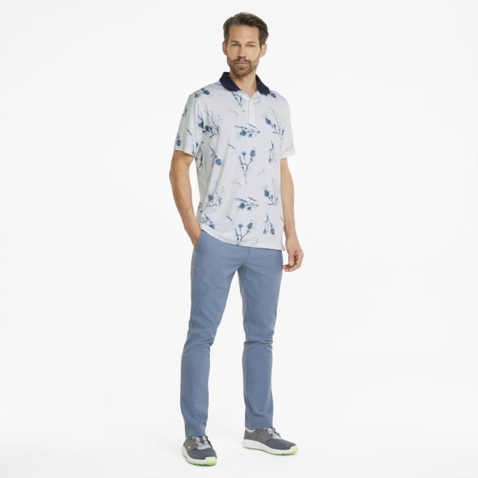Puma På Tilbud Lyse Hvit-marine Blazer Mattr Lowlands Golfpolo Menn