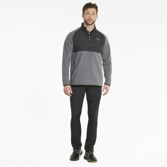 Stille Nyanse-svart Puma På Tilbud Sherpa Quarter-zip Golf Sweatshirt Menn