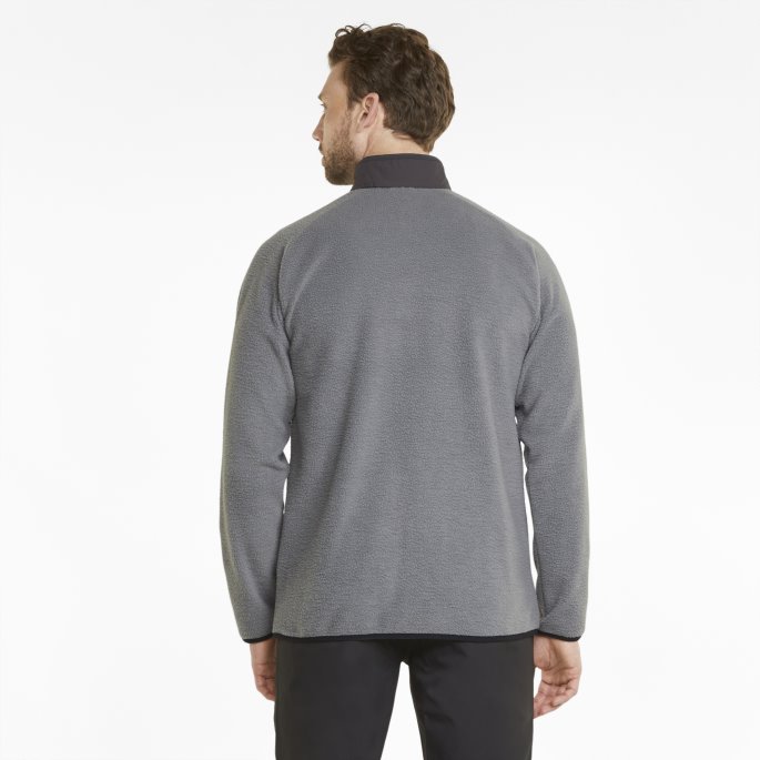 Puma På Salg Stille Nyanse-svart Sherpa Kvart Glidelås Golf Sweatshirt Menn