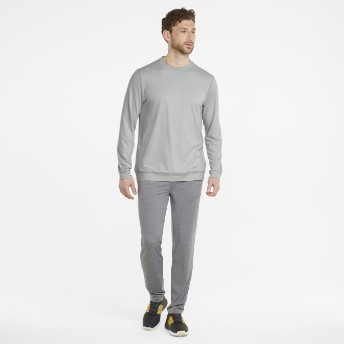 Skyspunnet Grylbl Crew Neck Golf Sweatshirt Herre High Rise Heather Puma På Tilbud