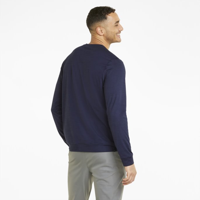 Puma På Tilbud Skyspunnet Grylbl Crew Neck Golf Sweatshirt Herre Marine Blazer Lyng
