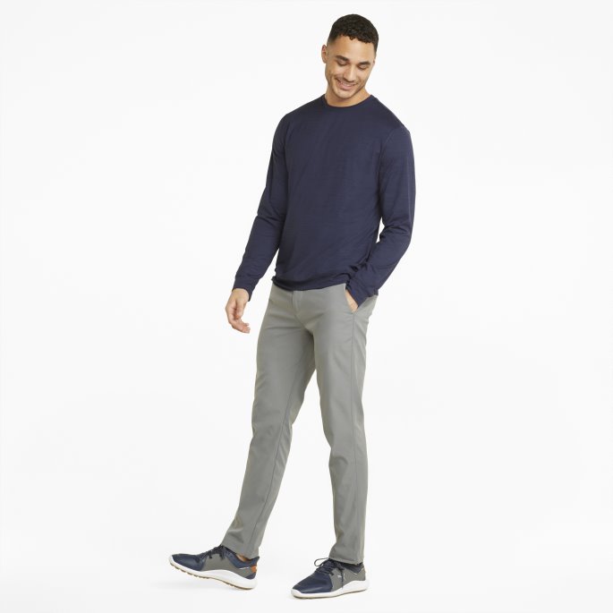 Puma På Tilbud Skyspunnet Grylbl Crew Neck Golf Sweatshirt Herre Marine Blazer Lyng